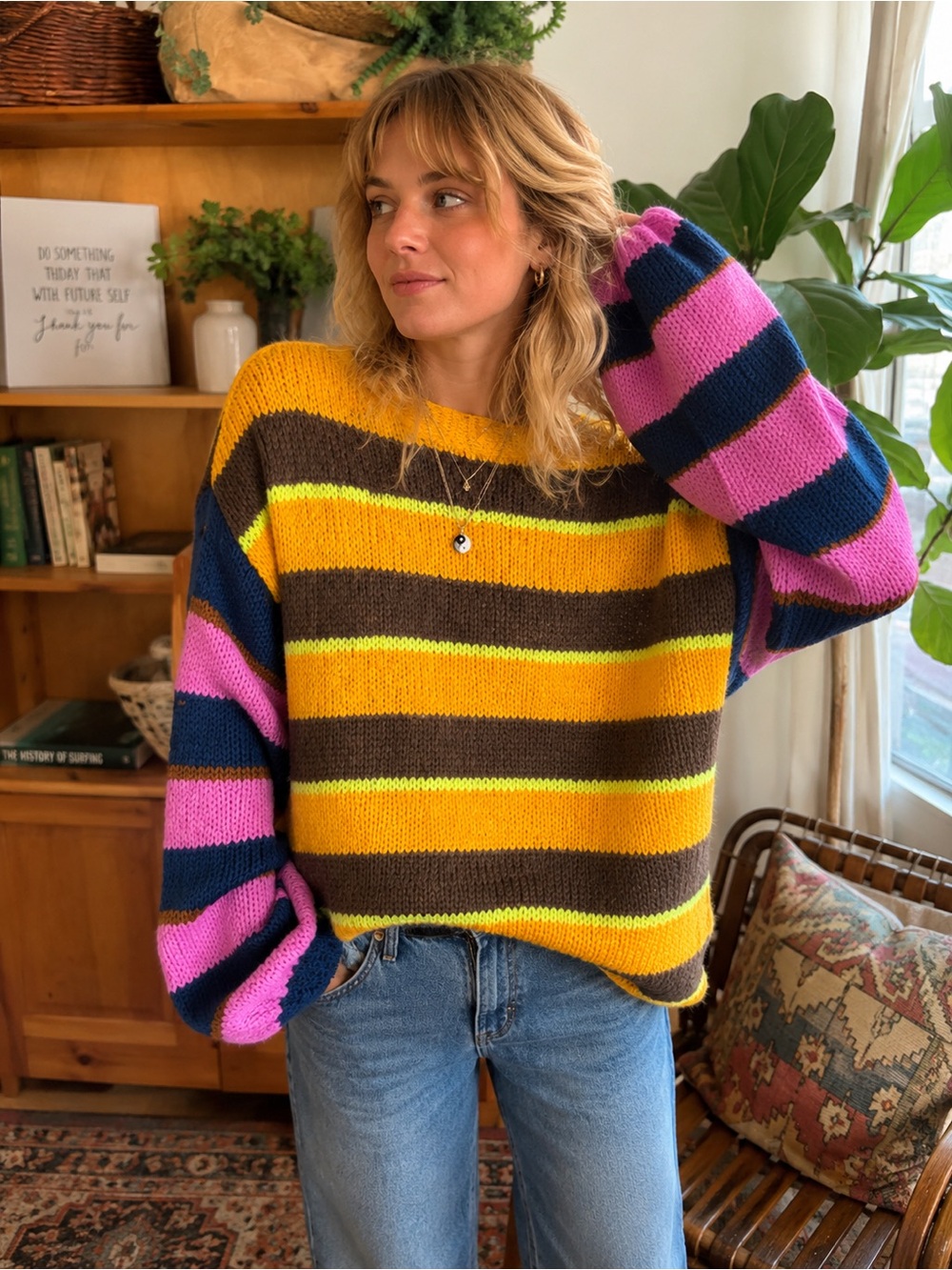Urban Outfitters Women’s Striped Oversized Sweater Size S Cottage Indie